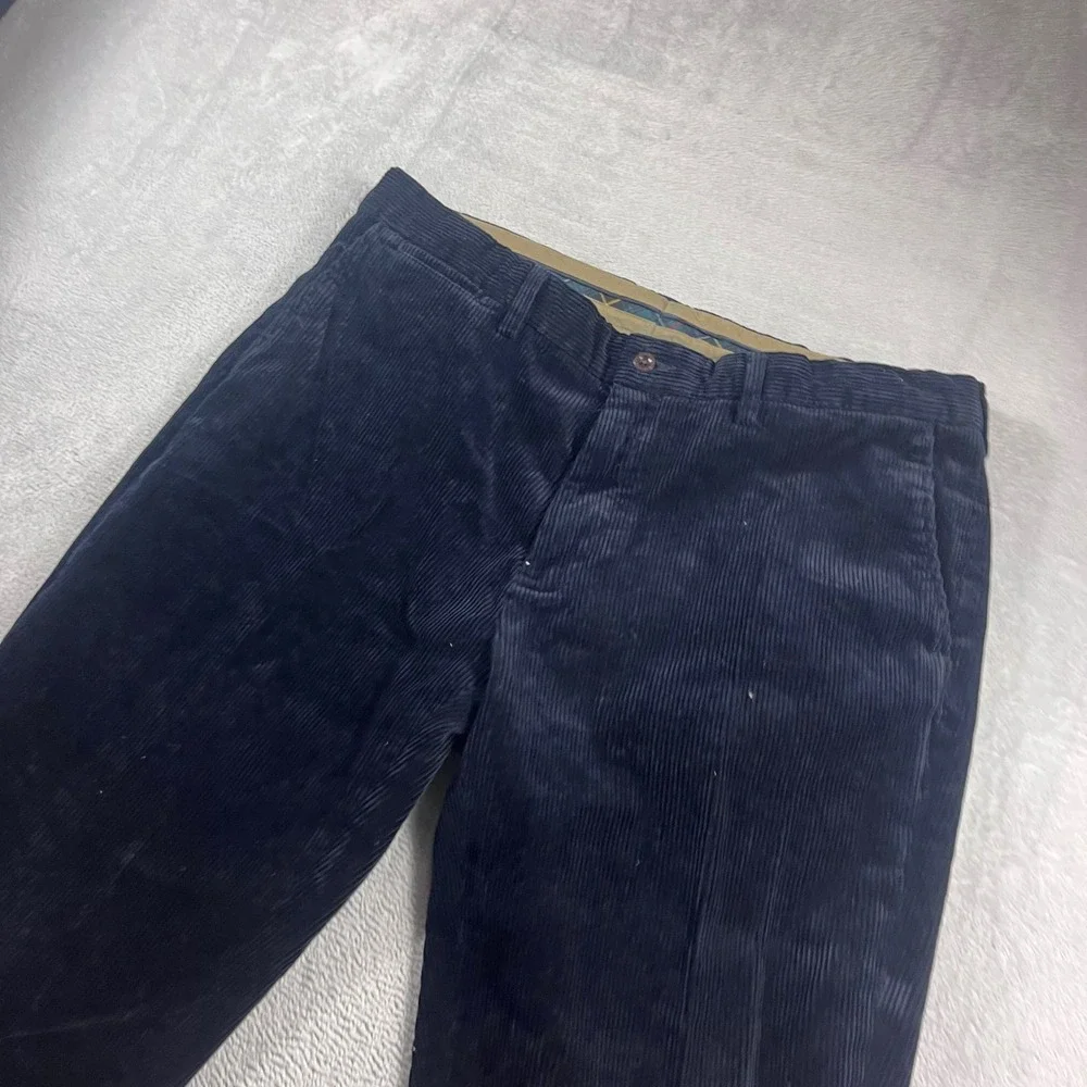 Polo Ralph Lauren Preston Pant Mens 38x32 Navy Blue Corduroy Straight Trousers